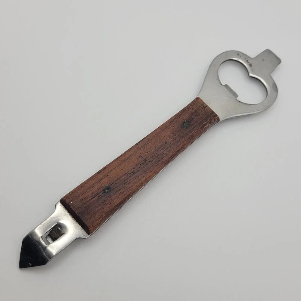 Vintage Stainless Steel Wood‎ Handle Bottle and Can Opener JAPAN Handheld